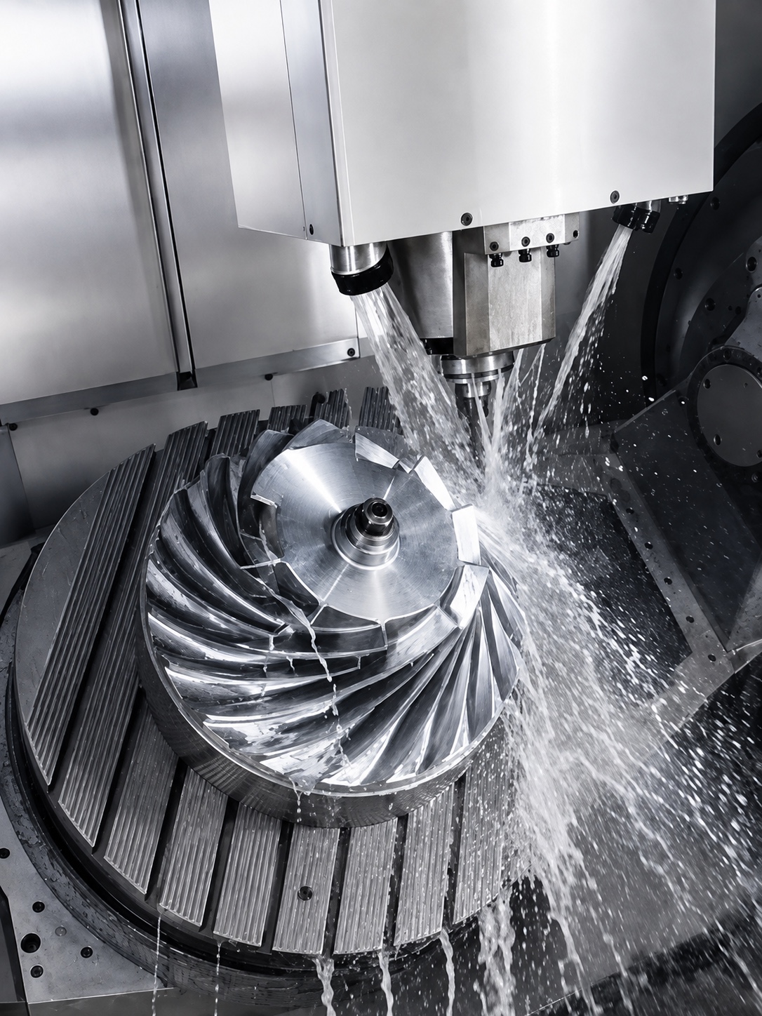 Impeller undergoing precision machining